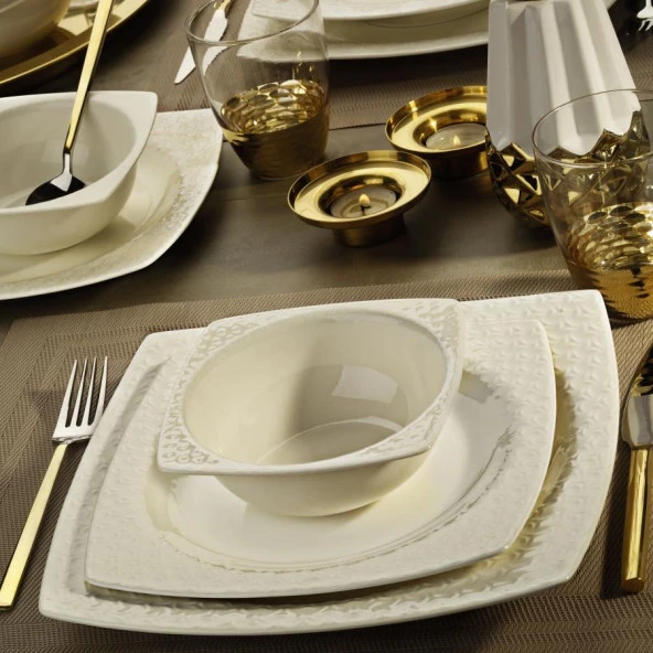 Kütahya Porselen Bone Versa 24 Parça Yemek Takımı BNVRS24Y200