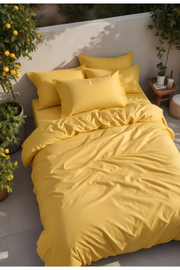 Basic Sarı Çift Kişilik Nevresim Takımı - 2