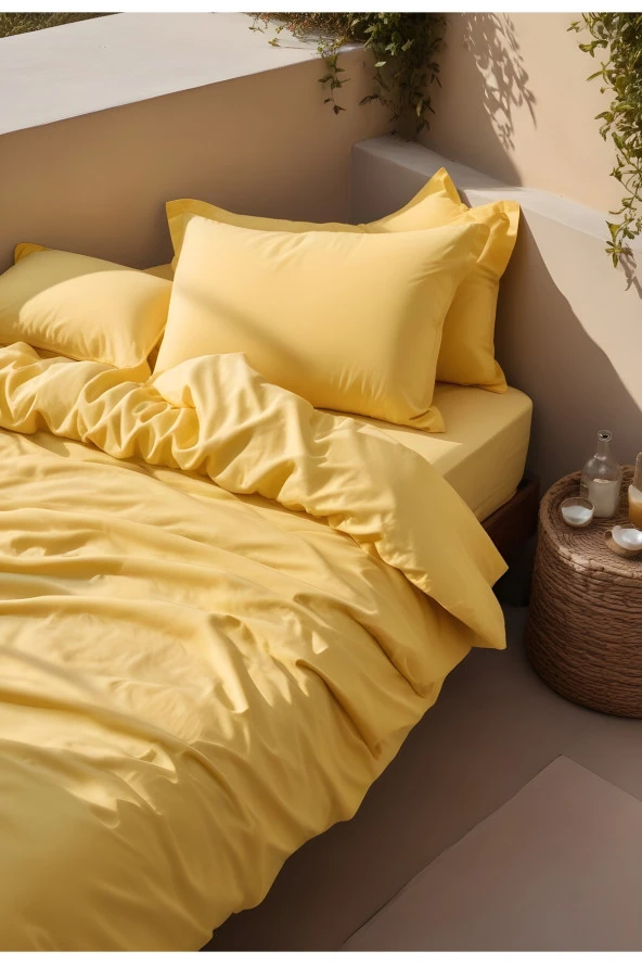 Basic Sarı Çift Kişilik Nevresim Takımı - 3