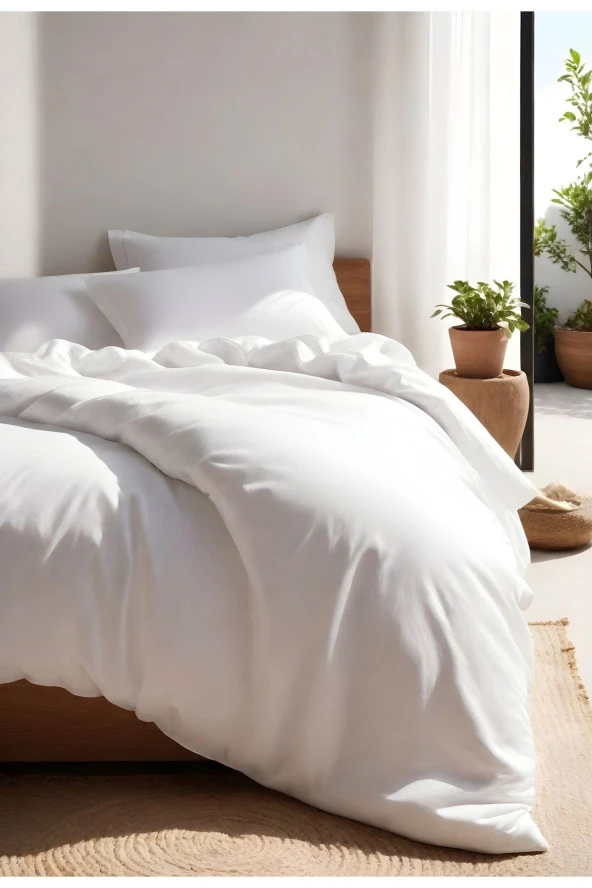 Basic Beyaz Çift Kişilik Nevresim Takımı