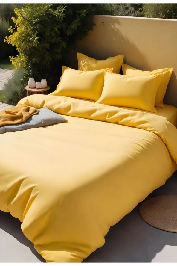 Basic Sarı Çift Kişilik Nevresim Takımı