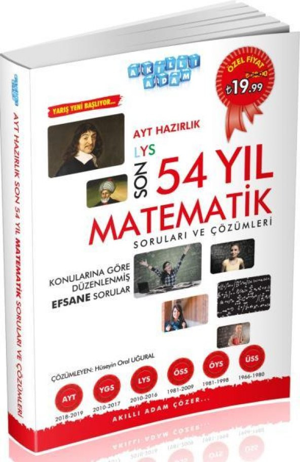 Akıllı Adam AYT Hazırlık Son 54 Yıl Matematik Çıkmış Soruları ve Çözümleri YENİ