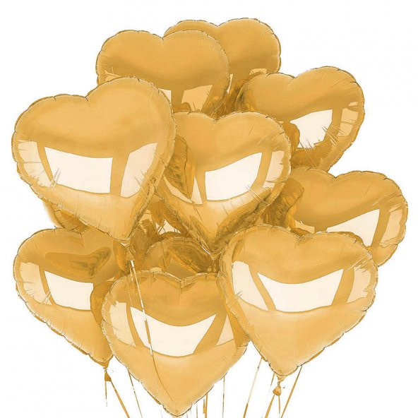 Kalp Folyo Balon Set Altın 60 cm 5li