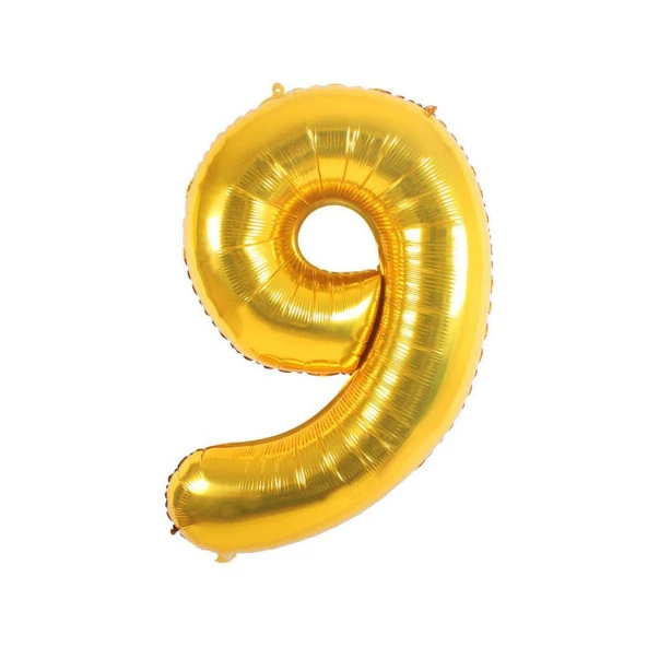 9 Rakam Altın Folyo Balon 40 cm