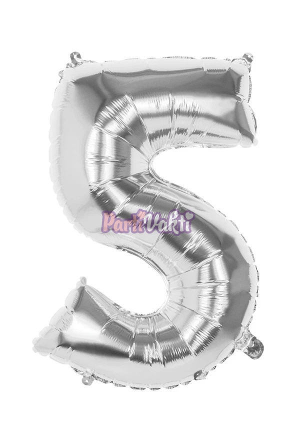 5 Rakam Gümüş Folyo Balon 40 cm - 2