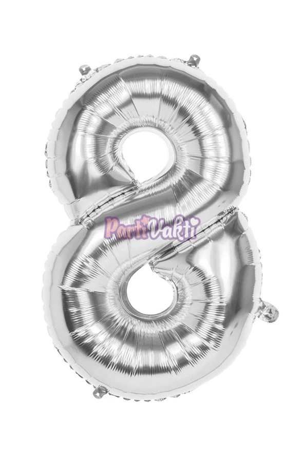 8 Rakam Gümüş Folyo Balon 40 cm - 2