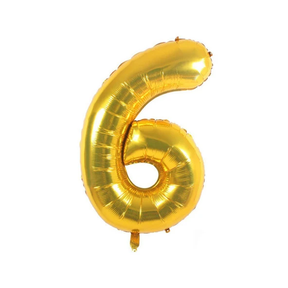 6 Rakam Altın Folyo Balon 40 cm