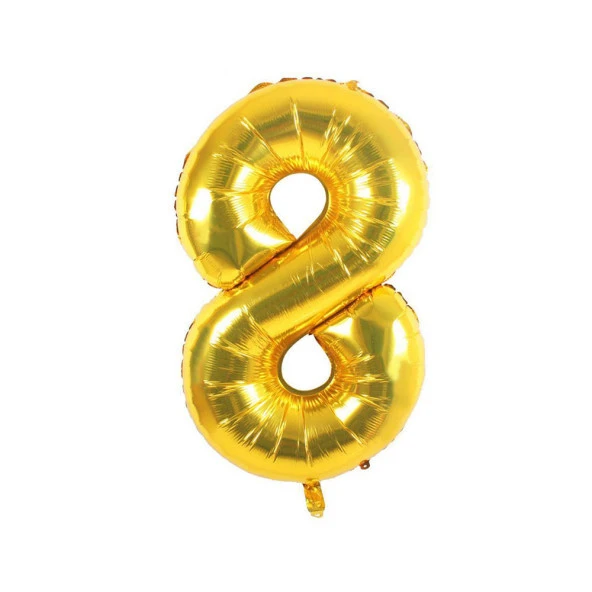 8 Rakam Altın Folyo Balon 40 cm