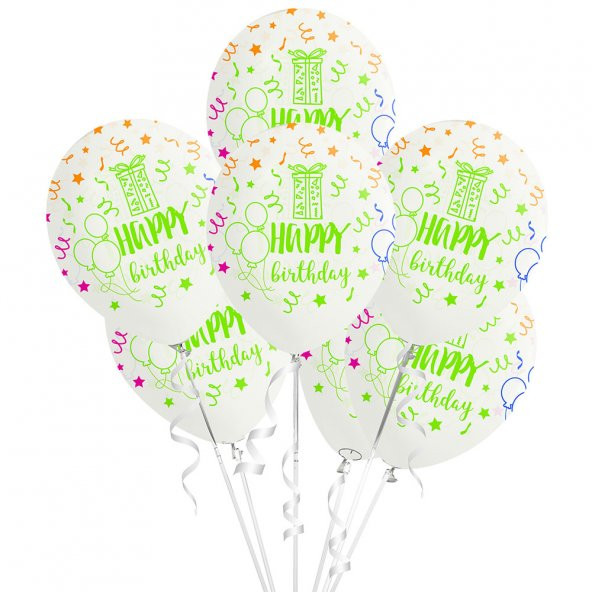 Floresan İyi ki Doğdun Baskılı Beyaz Lateks Balon 10lu