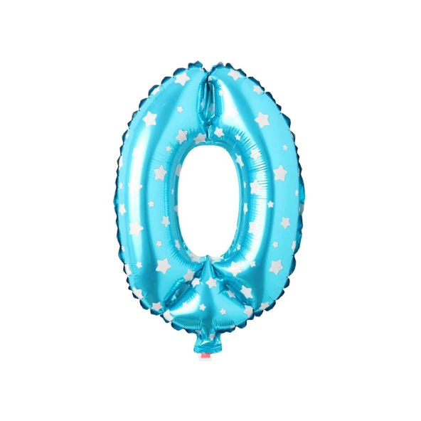 0 Rakam Mavi Yıldız Folyo Balon 40 cm ürün görseli