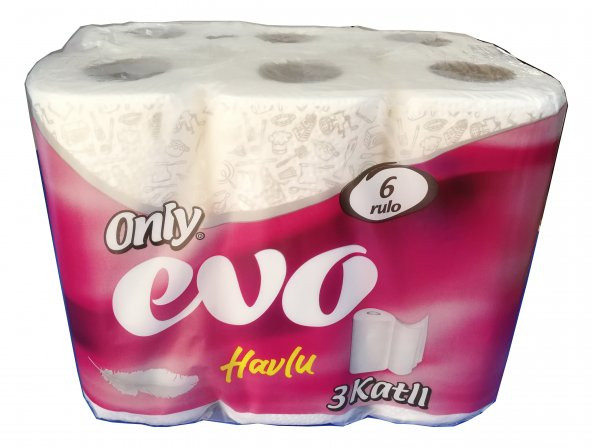 Only Evo Rulo Kağıt Havlu - Mutfak Havlusu - 3 Kat - 6'lı Paket