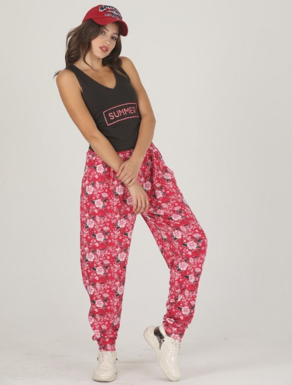 Lady Summer T-shirt ve Desenli Şalvar Takım