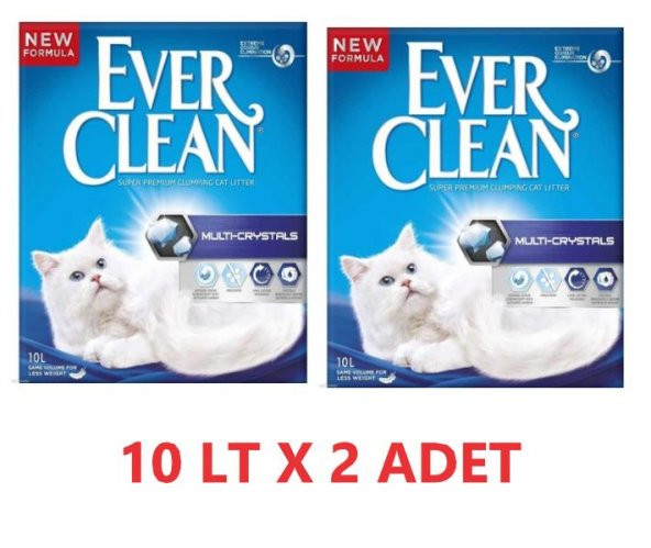 Ever Clean Multicrystal Topaklaşan Kedi Kumu 10 Lt X 2 Adet