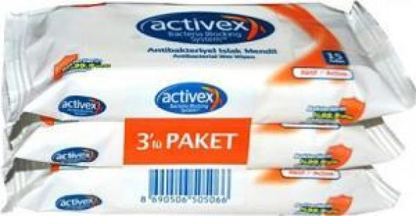 Activex Aktif 15 Yaprak 3lü Paket Cep Boy Islak Mendil