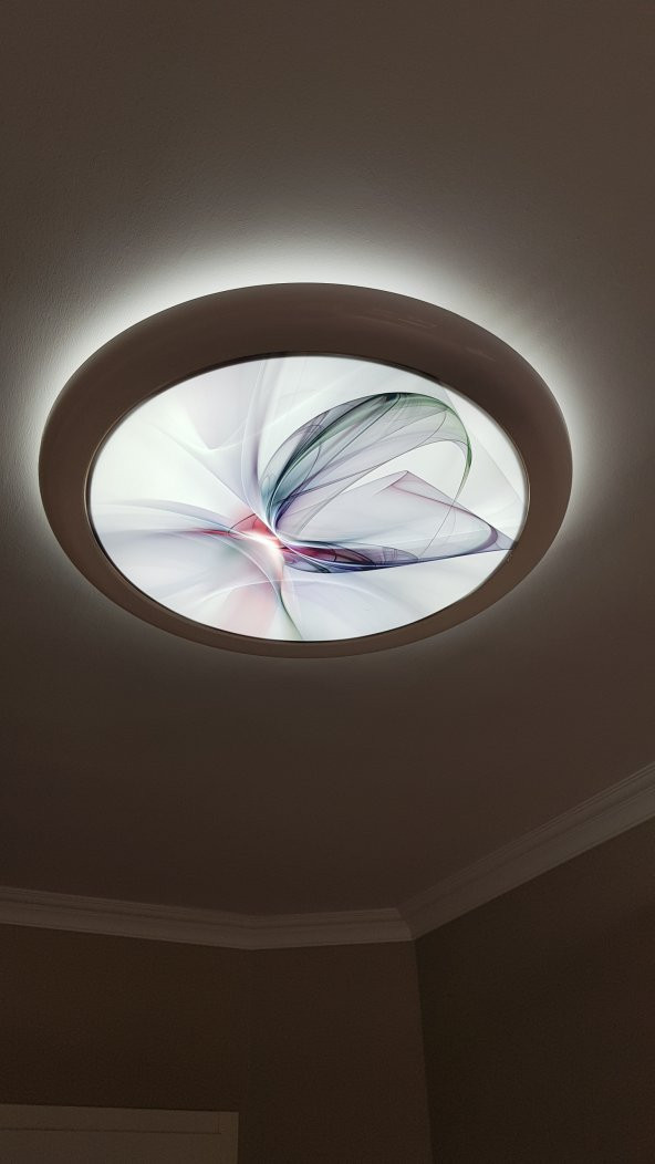 Desenli motif Hazır Gergi Tavan Dekorasyon & Aydınlatma Modelleri LED - 3