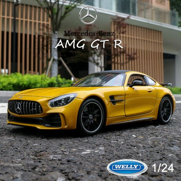Mercedes AMG GT-R Sarı 1/24 Metal Model Oyuncak Araba