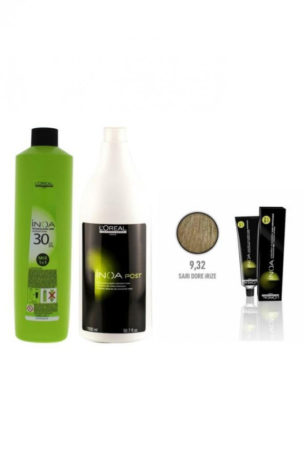 Loreal Inoa Krem Oksidan 30 Vol. 9 1000 ml+Post Boyalı Saç Şampuanı 1500 ml+Saç Boyası 9,32