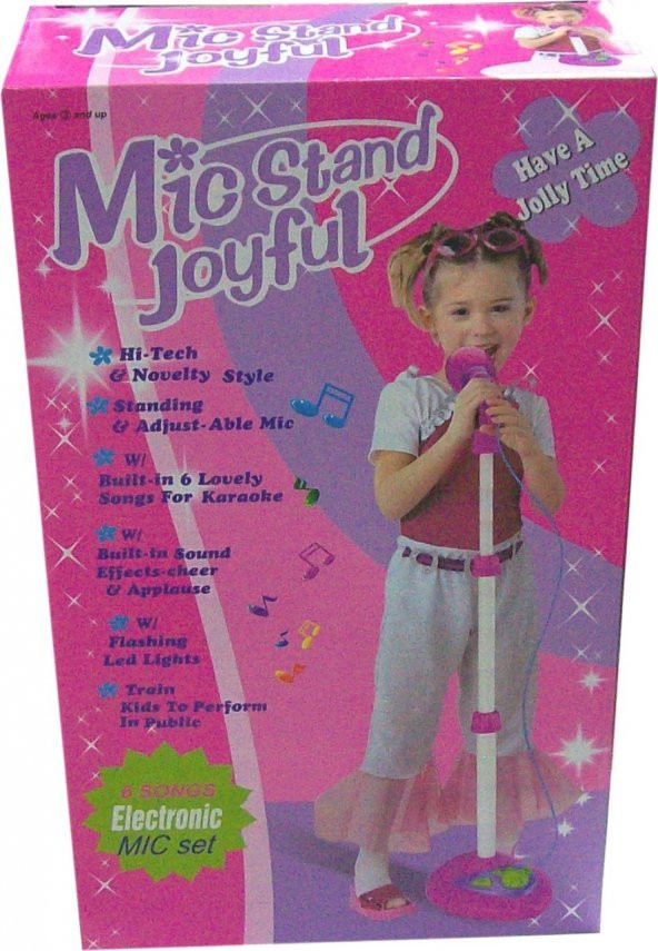 Cc Oyuncak Ayaklı Mikrofon - Pembe Kutu Mic Stand Joyful Oyuncak Mikrofon