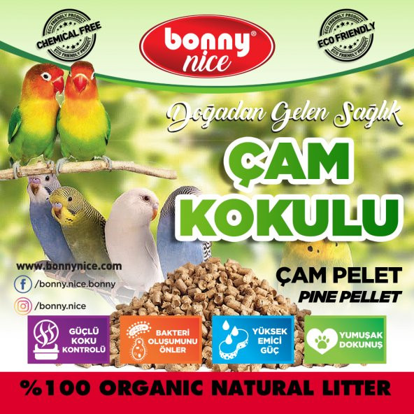 Bonny Nice Doğal Çam Pelet Evcil Kuş Altlığı 5 kg 10 l - 3