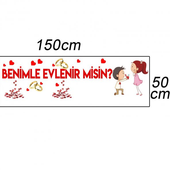 Evlilik Teklifi Afiş Benimle Evlenir misin Pankart Poster Branda - 1