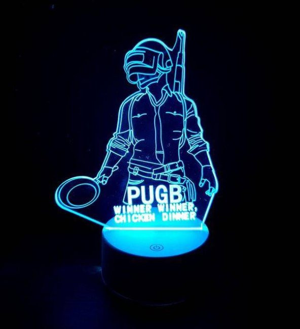 PupG 7 Renk 3D Dokunmatik Gece Lambası