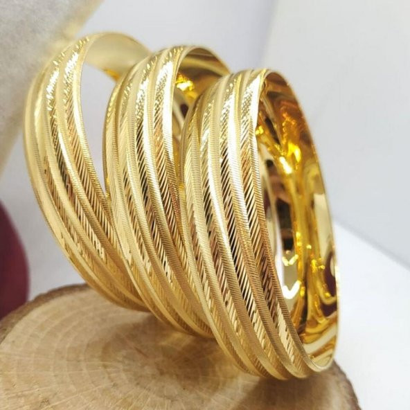 Trabzon Model Bilezik 6.4 Cm Altın Kaplama Bilezik 053 - 2