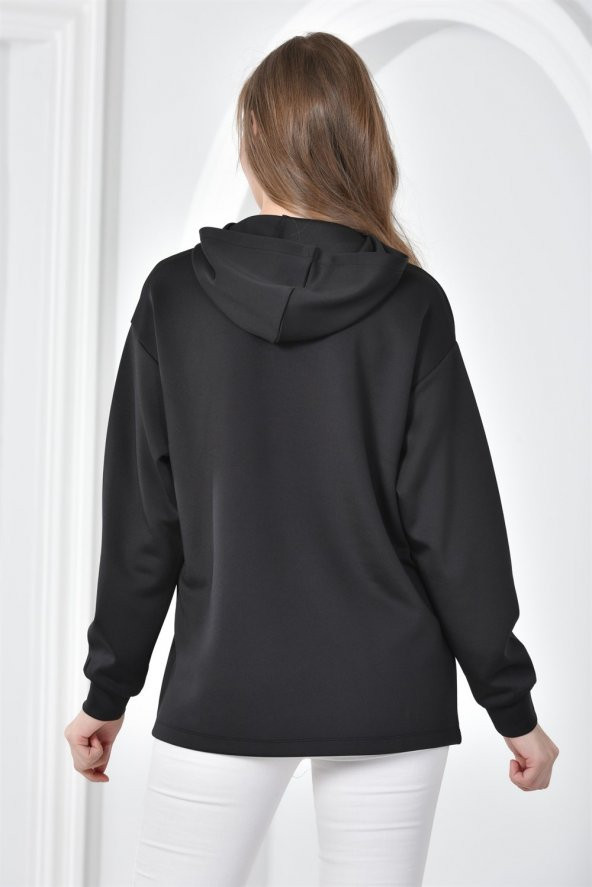 Önü Nakış İşleme Sweat SİYAH - Resim 3