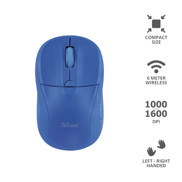 TRUST PRIMO USB KABLOSUZ MOUSE MAVİ - 3
