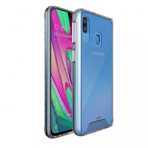 Galaxy A40 Kenarları Esnek Yüzeyi Sert Gard Silikon Şeffaf Kılıf