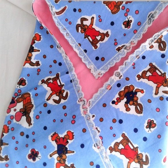 Taç Flanel Bebek Kundağı-Mavi - 3