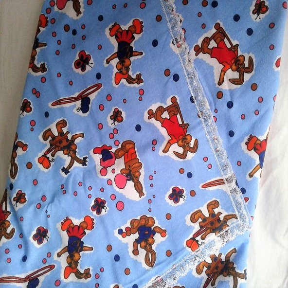 Taç Flanel Bebek Kundağı-Mavi - 5