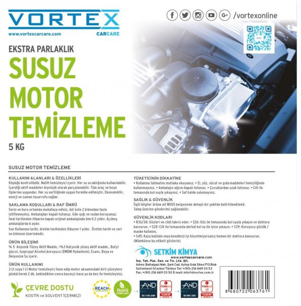 Vortex Susuz Motor Temizleyici 5 kg. - 7
