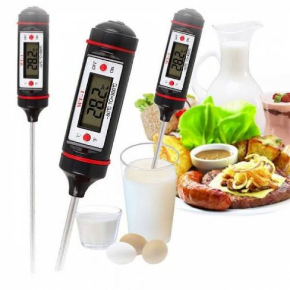 Dijital Mutfak Termometresi Dijital Termometre Süt Mama Barbekü Gıda Termometresi Pil Dahil