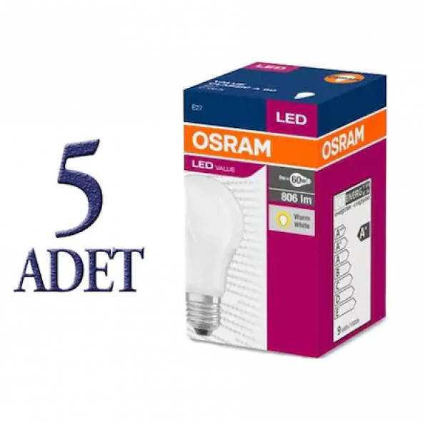 OSRAM LED Ampul 8,5W (60W) BEYAZ RENK E27 Duylu 806 Lümen (5 ADET)