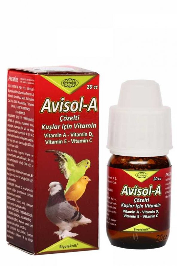 Biyoteknik Avisol-A Kuşlar için Vitamin Çözelti 20cc