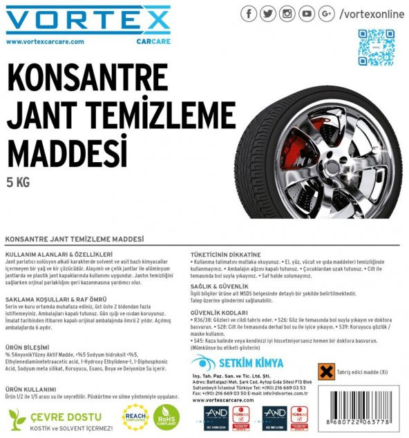 Vortex Konsantre Jant Temizleme Maddesi 5 kg. - Resim 5