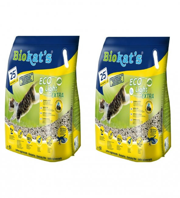 Biokat's Pelet Kedi Kumu Eco Light Extra 5lt 2'li