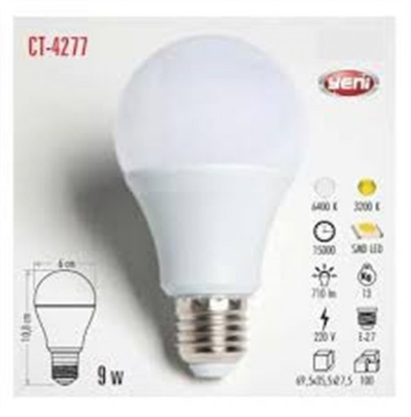CT 4277 Cata 9 W Led Ampul Günışığı 3200k E27 Duy - 2