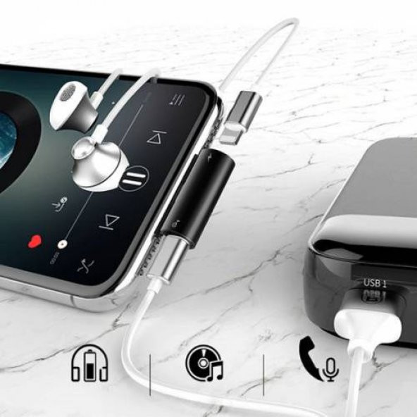 Orjinal Baseus İphone 7, 7 Plus Kulaklık ve Şarj Çoklayıcı Dönüştürücü - 4