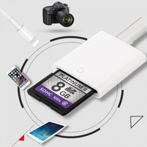 İphone 6,6s İçin SD Hafıza Kart Okuyucu, Lightning SD Kart Adaptörü - 6