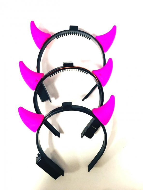 CADILAR BAYRAMI HALLOWEEN TAÇ ŞEYTAN BOYNUZ PEMBE IŞIKLI 10LU PAKET