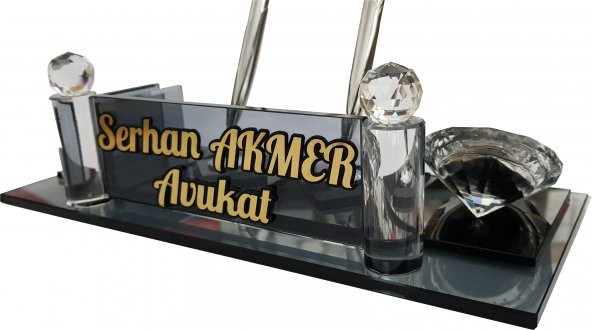 Kristal Masa İsimliği Hediyesi - Masa İsimliği M187FÜME - 2