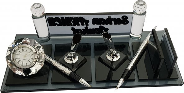 Kristal Masa İsimliği Hediyesi - Masa İsimliği M187FÜME - 3