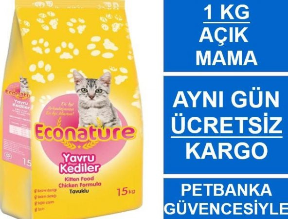 Econature Kitten Tavuklu Yavru Açık Kedi Maması 1 Kg SKT:10/2021