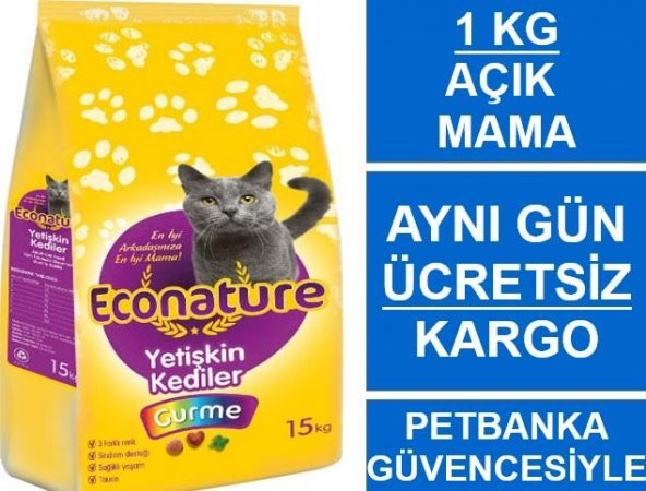 Econature Gurme Yetişkin Açık Kedi Maması 1 Kg SKT:10/2021