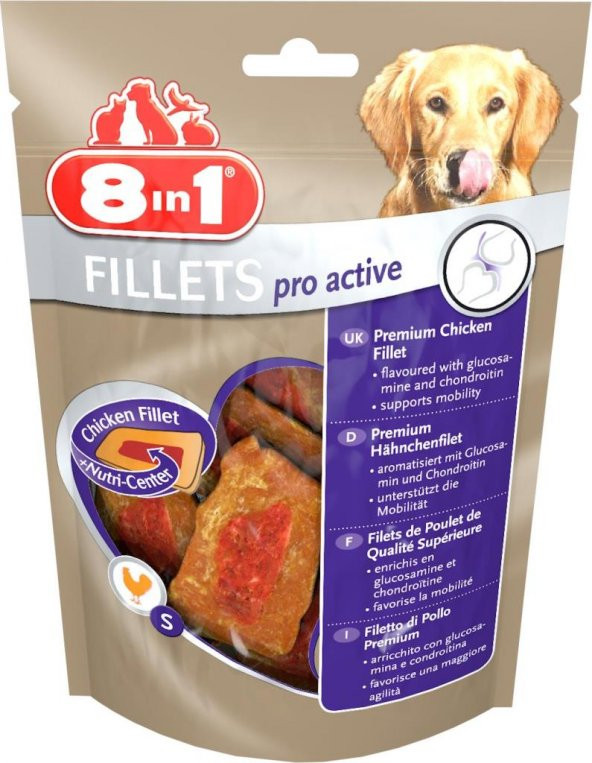 8in1 Fillets Pro Active Tavuk Etli Ağız Bakım ve Köpek Ödülü 80gr