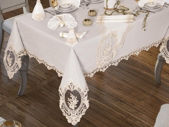 Kösem Masa Örtüsü 26 Parça Krem - 2