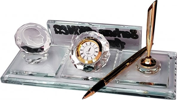 Hediye isimlik Kristal Masa İsimliği Kalemli Ofis Hediyesi M110