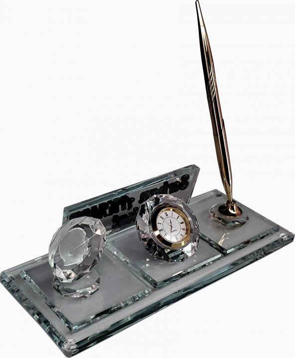 Hediye isimlik Kristal Masa İsimliği Kalemli Ofis Hediyesi M110 - 2