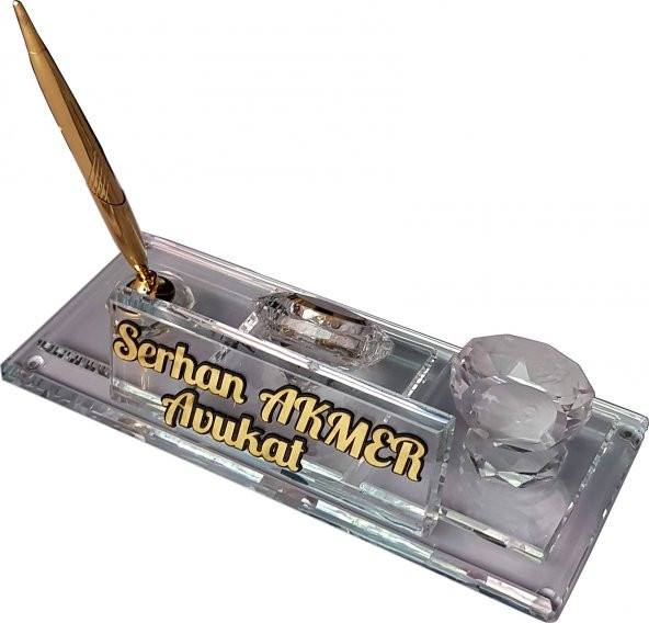 Hediye isimlik Kristal Masa İsimliği Kalemli Ofis Hediyesi M110 - 4